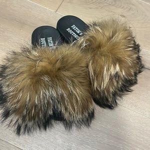 Fur sandals summer slides